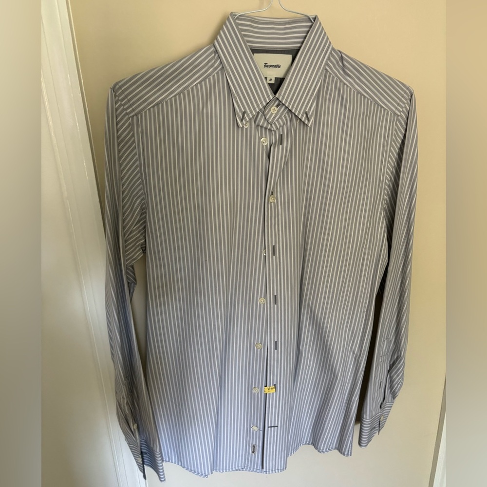 Faconnable gray, and white men’s dress shirt